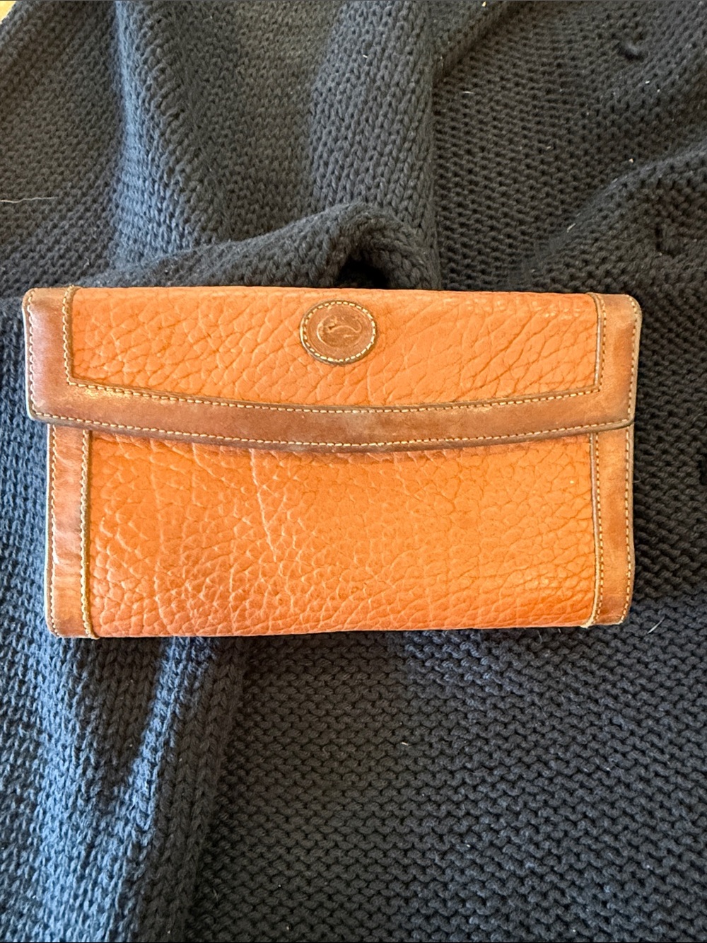 Dooney & Bourke Tan and Brown Leather Bi-Fold Wallet Vintage
